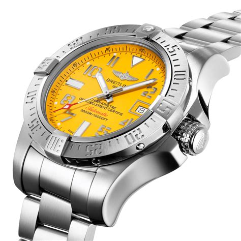 breitling avenger 2 seawolf yellow dial stainless steel bracelet|Breitling Avenger seawolf review.